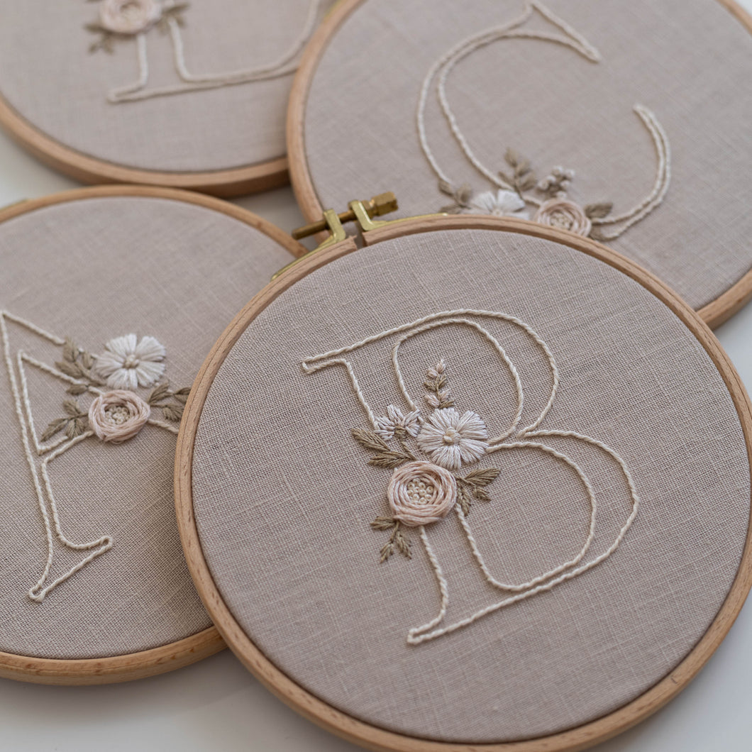 Floral Alphabet embroidery pattern, set of 26